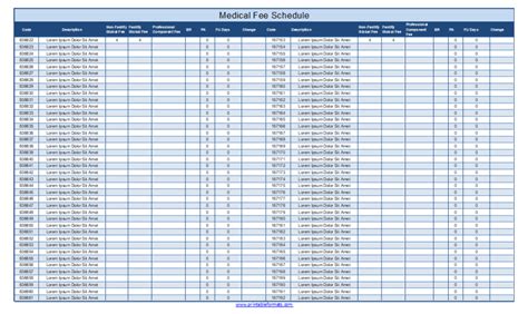 Fee Schedule Templates Printable Formats