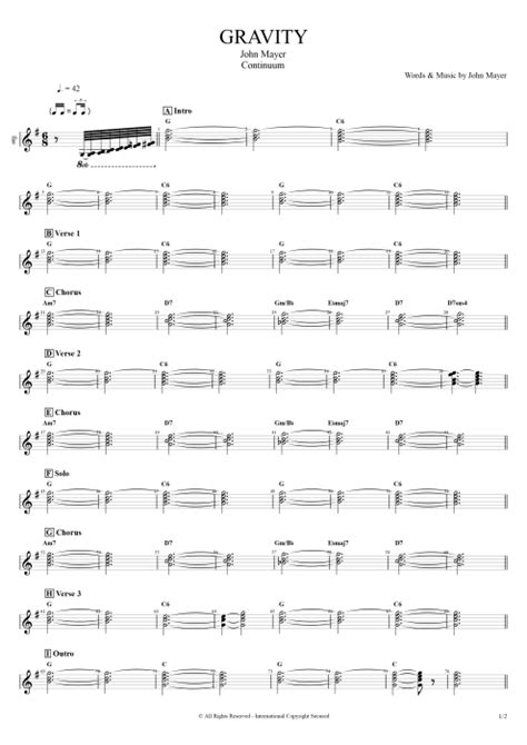 John Mayer Gravity Guitar Chords