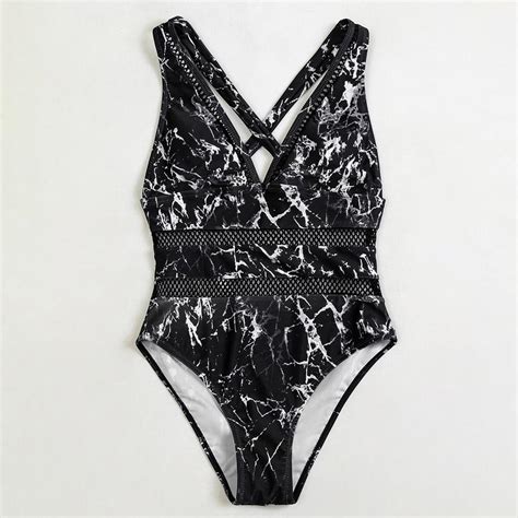 Buy Womens Sexy Solid Color Ruffle Straps Bikini One Piece Swimsuit At