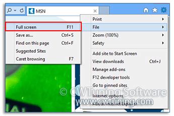 WinTuning Internet Explorer Run Browser In Fullscreen Mode Tweak