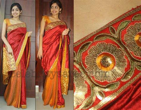 Raw Silk And Printed Cotton Saree Saree Blouse Patterns