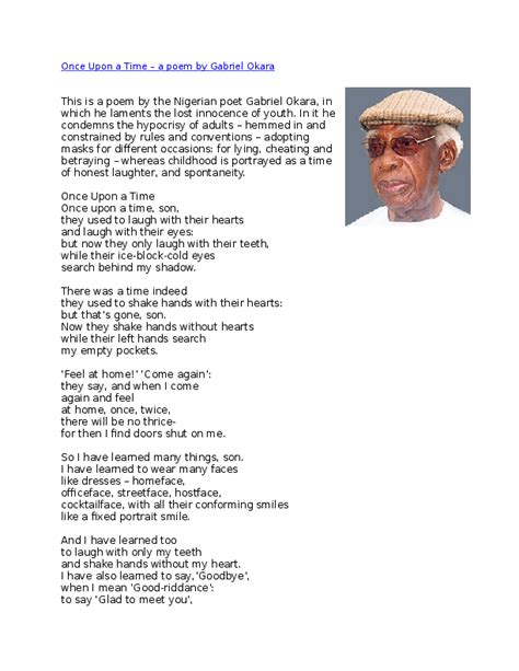 Doc Once Upon A Time A Poem By Gabriel Okara