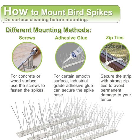 Valibe Bird Spikes Bird Deterrent Devices Stainless Steel Feet