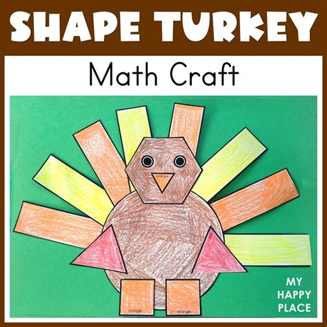 Shape Turkey Math Craft Thanksgiving In Kindergarten