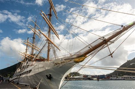 Sea Cloud Spirit Sailing Ship In St Maarten Editorial Photo Image Of