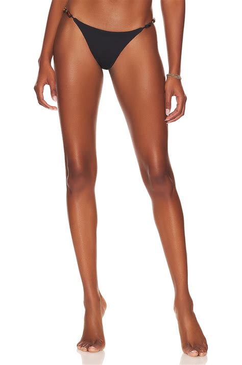 Vix Swimwear Flora Detail Cheeky Bikini Bottom In Firenze Black Revolve