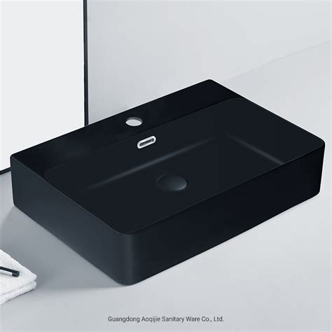 Bathroom Square Washbasin Matt Black Color Modern Bathroom Vessel Sink