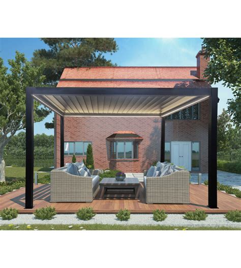 Gazebo Pergola Bioclimatica Da Esterno Antracite In Alluminio Con Led