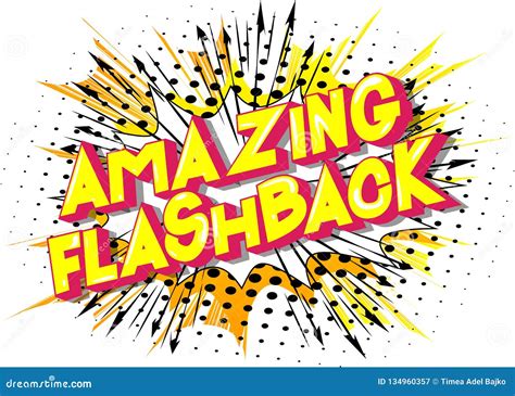 Amazing Flashback Vector Illustrated Comic Book Style Words Stock