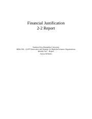 Financial Justification Report Comparison Of Innovation Options