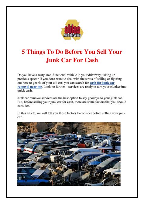 Ppt 5 Things To Do Before You Sell Your Junk Car For Cash Powerpoint