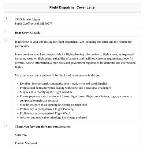 Flight Dispatcher Cover Letter Velvet Jobs