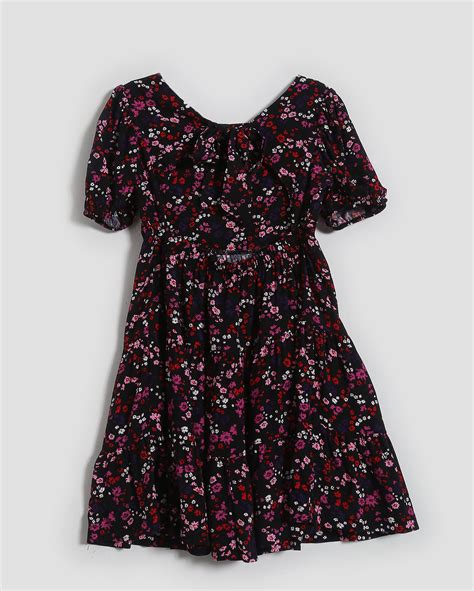 Riachuelo Vestido Curto Infantil Floral La O Nas Costas A Preto