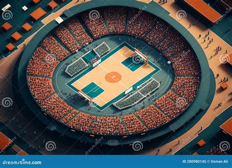A Packed Basketball Stadium Captured From Above Ai Stock Illustration