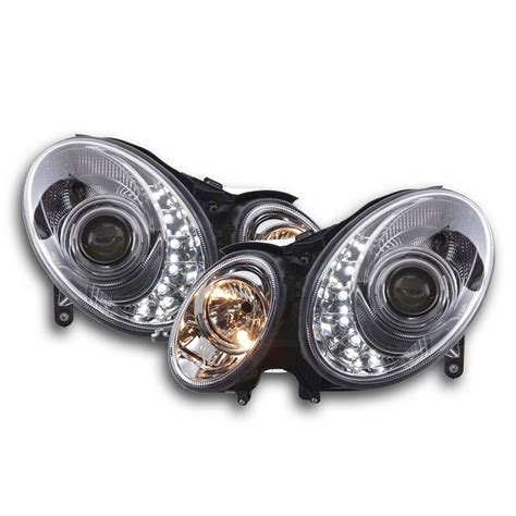 Faróis LED Mercedes Classe E W211 Cromado Oscarparts