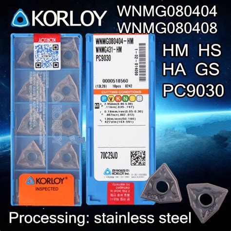 Wnmg080404 Wnmg080408 Ha Hm Hs Gs Pc9030 Korloy Carboneto De Inserção