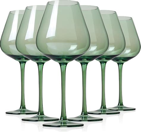 Amazon Physkoa Green Wine Glasses Set Of Oz Long Stem