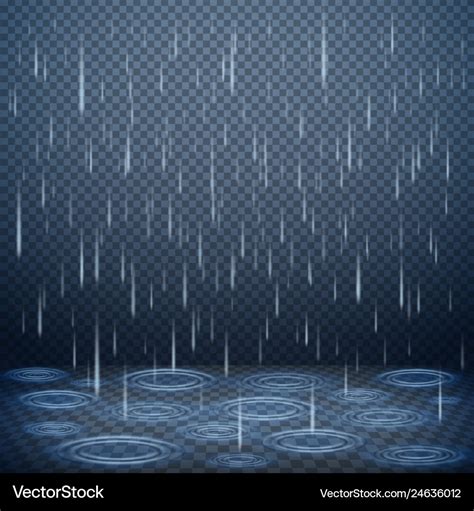 Falling Rain Realistic Background Royalty Free Vector Image