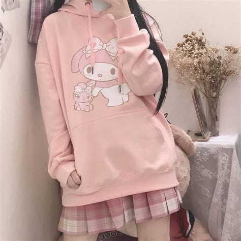 Kawaii Light Pink Pastel Or White Sweater Hoodie Anime Hoodies Etsy