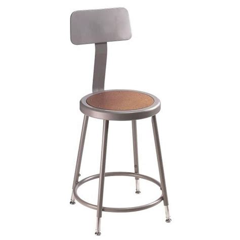 NPS 24 Heavy Duty Steel Stool With Backrest Grey Walmart