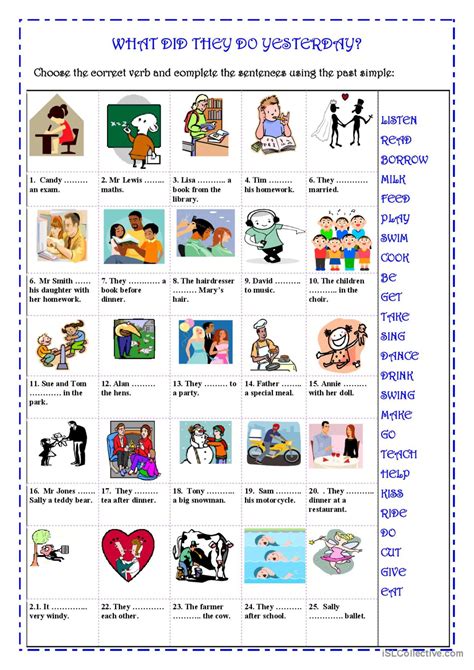 What Did They Do Yesterday English Esl Worksheets Pdf And Doc