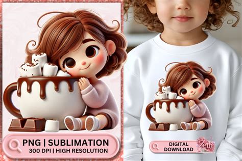 Adorable Girl With Hot Cocoa PNG Design Graphic By Zeth Studio Creative Fabrica