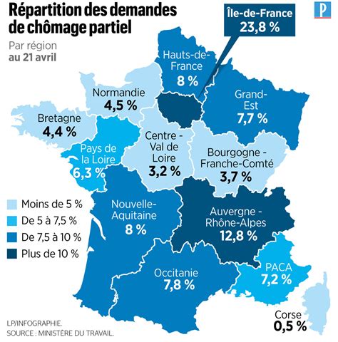 Régions secteurs dactivité La carte de France du chômage partiel