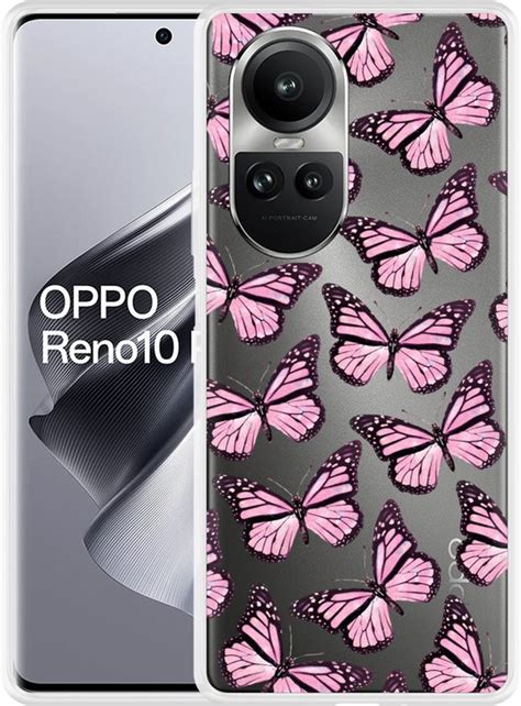 Cazy Hoesje Geschikt Voor Oppo Reno Pro G Roze Vlinders Bol