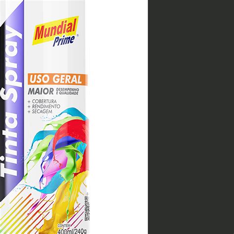 Tinta Spray Uso Geral Preto Semi Brilho 400ml Mundial Prime