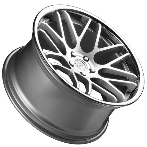 20 Vertini Wheels RFS2 5 Brushed Silver With Chrome Lip Flow Formed