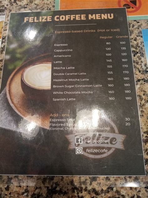 Menu At Felize Cafe Imus Cavite Imus