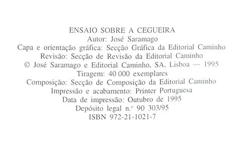 Ensaio Sobre A Cegueira Blindness By Saramago Jose 1995 Signed