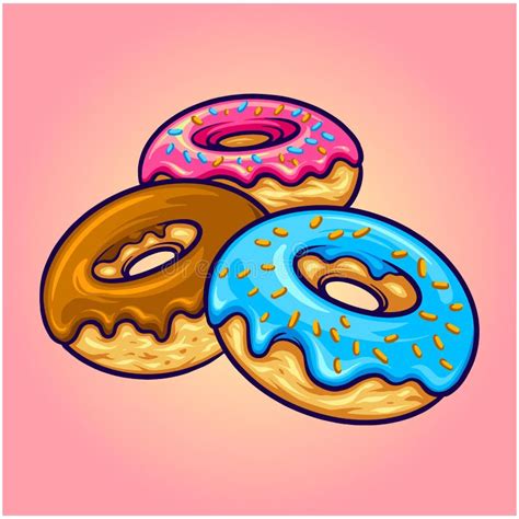 Delicious Ring Donuts Cartoon Illustration Stock Vector Illustration Of Cinnamon Tasty 255924696