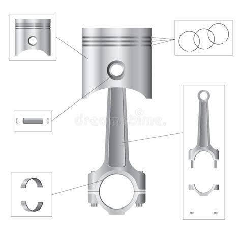 Piston and Connecting Rod Parts Stock Vector - Illustration of ...