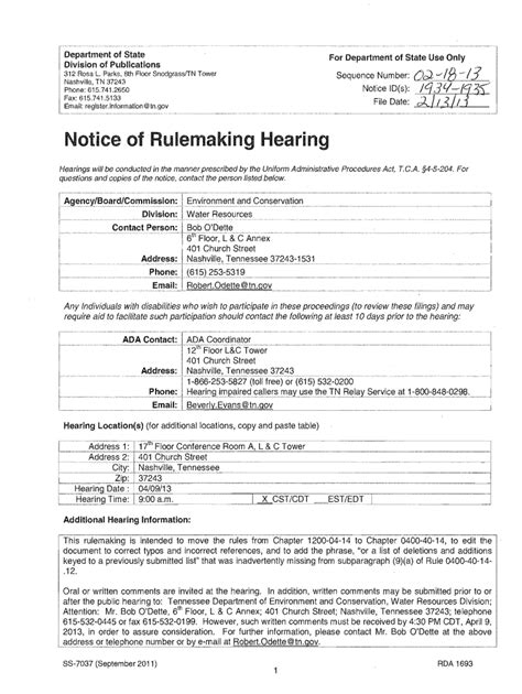 Fillable Online Noti Of Rulemaking Hearing Fax Email Print PdfFiller