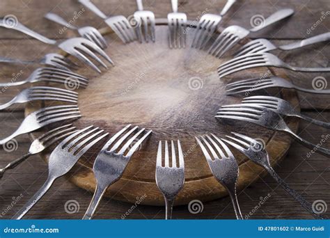 Series Of Forks Stock Photo Image Of Equipment Metal 47801602