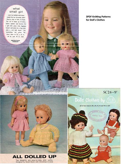 Bargain Pdf Vintage Dolls Clothes Knitting Patterns Kilt Dungarees