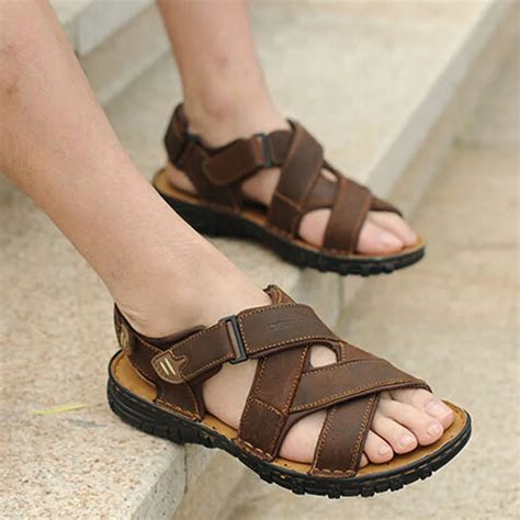 Brand Top Quality Genuine Leather Male Business Casual Sandals New