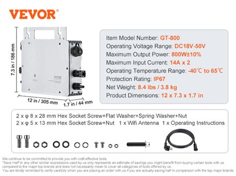 Vevor Mikro Wechselrichter W Solar Wechselrichter Inverter Mit Ip