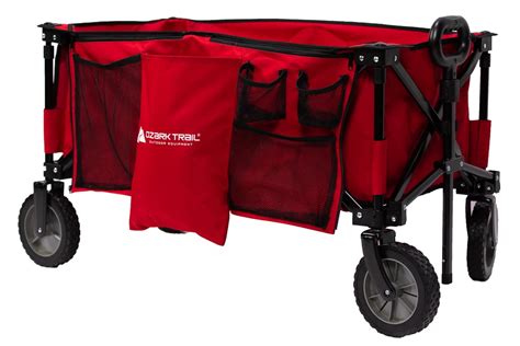 Ozark Trail Quad Folding Wagon With Telescoping Handle Red