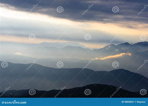 Mountain Landscape at Sunrise Stock Image - Image of mountain, rural: 9805041