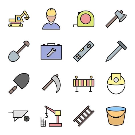 Iconos de construcción Vector Premium