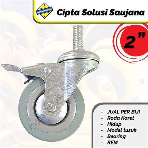 Jual Abu Abu Rem Roda Karet Hidup As Baut Drat Tusuk Roda Caster