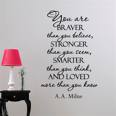 Wall Decal Quote You Are Braver Than You Believe Stronger Than Etsy