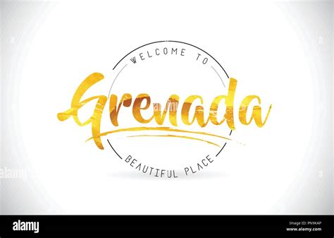 Grenada Welcome To Word Text With Handwritten Font And Golden Texture