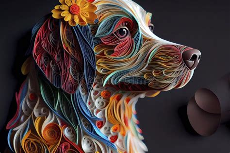 Paper Quilling Labrador Dog Stock Illustration Illustration Of