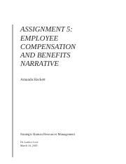 Assignment Employee Compensation And Benefits Narrative Docx