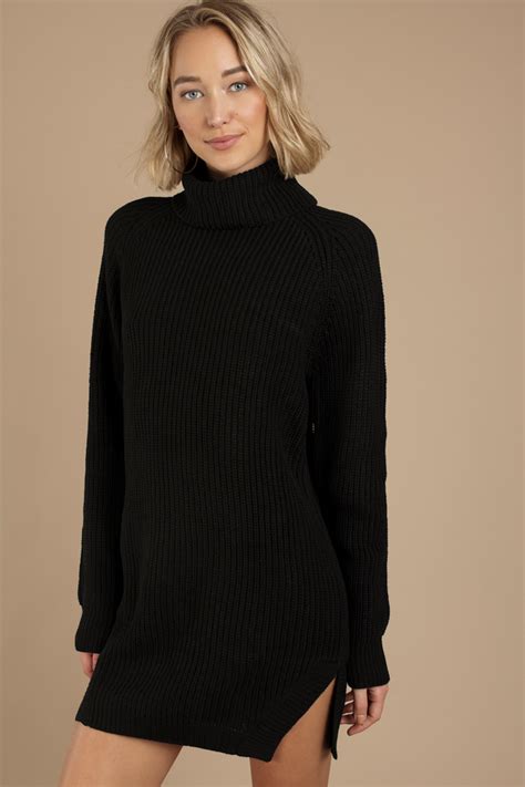 Black Casual Dress Sweater Knit Dress Black Turtleneck Dress 43