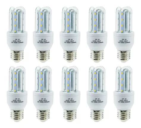 Kit 10 Lampada Led 5w E27 3u 6500k Bivolt Econômica Branca Milho