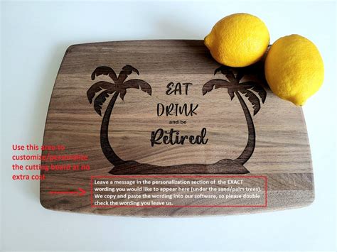 Eat Drink And Be Retired Cutting Board Retirement Gift Etsy